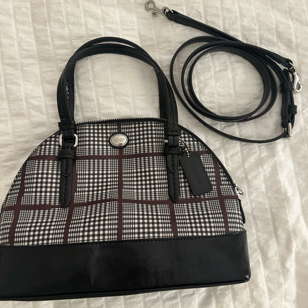 COACH Peyton Glen Plaid Crossbody Dome Satchel Bag